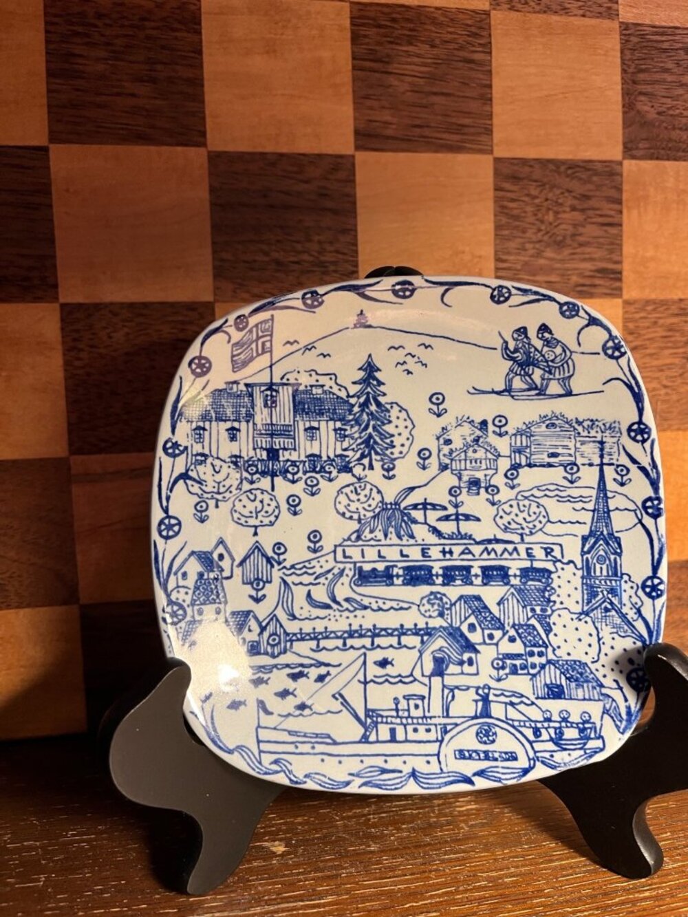 Stavangerflint Norwegian Small Blue and White Lillehammer Souvenir Plate A1054